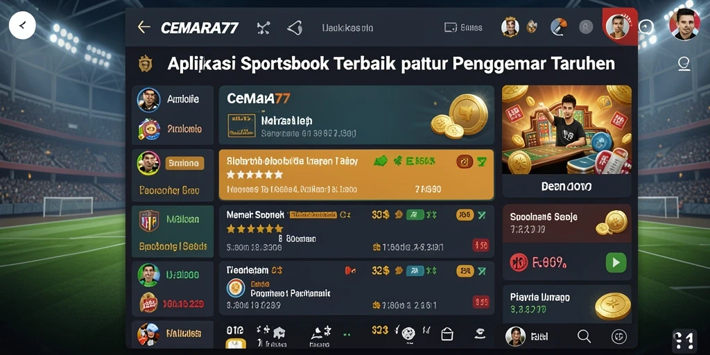 Tampilan menarik dari gameplay sportsbook di CEMARA77.