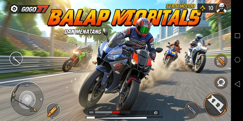 Screenshot gameplay GOGO77 menampilkan balapan seru dengan grafis yang memukau.