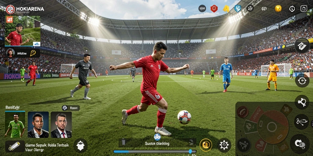Tampilan gameplay menarik dalam <strong>HOKIARENA</strong> yang menonjolkan aksi sepak bola.