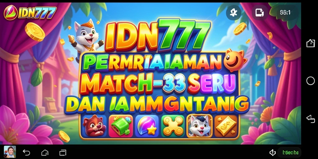 Tampilan menarik gameplay Match-3 di IDN777 dengan kombinasi warna cerah.
