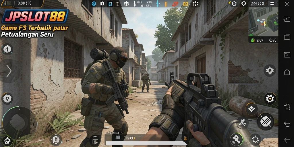 Tampilan gameplay mendebarkan dari JPSLOT88 dengan aksi tembak-menembak.