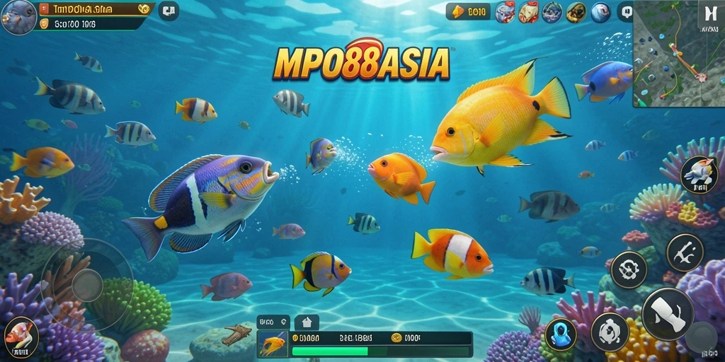Tampilan gameplay seru dalam MPO88ASIA saat menembak ikan.