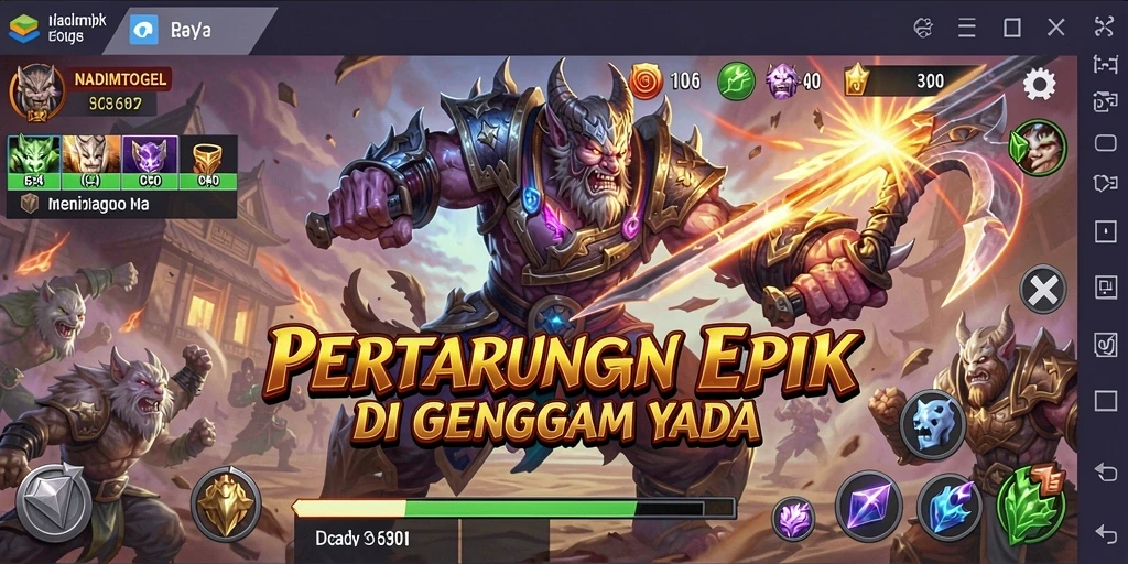 Tampilan gameplay NADIMTOGEL dengan aksi pertarungan seru dan dinamis.