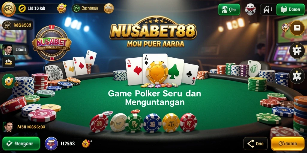 Screenshot utama NUSABET88 menampilkan gameplay menyerupai kasino Poker.