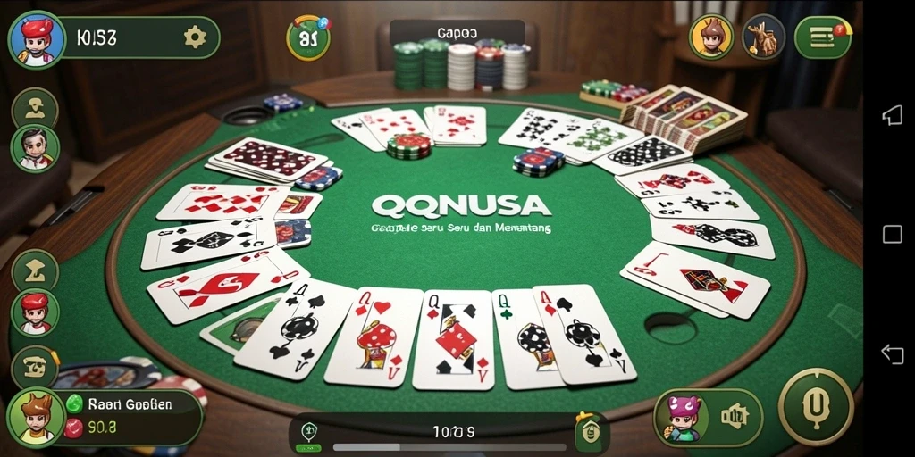 Tampilan gameplay QQNUSA yang penuh strategi Gaple.