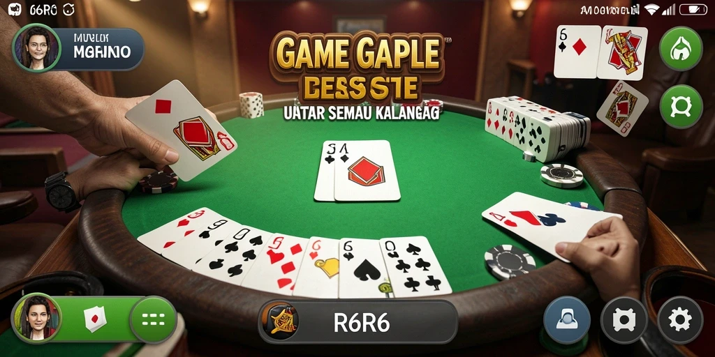 Screenshot R6R6 menampilkan gameplay Gaple yang seru dan mendebarkan.