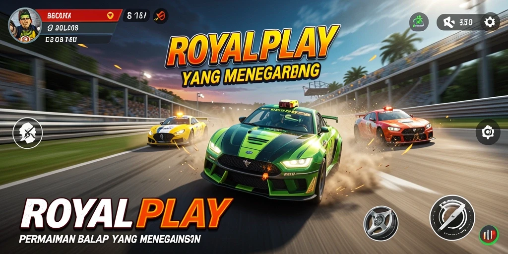 Tampilan aksi mendebarkan dalam ROYALPLAY saat balapan.