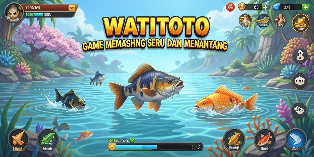 Tangkapan ikan yang besar dan grafis indah dalam gameplay WATITOTO.